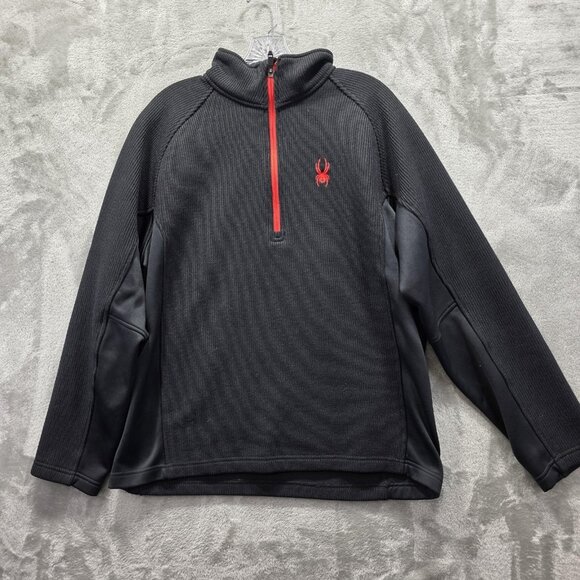 Spyder Sweater Mens Large Black Core Sweater Half Zip Pullover Ski Snow Fleece - Picture 1 of 10